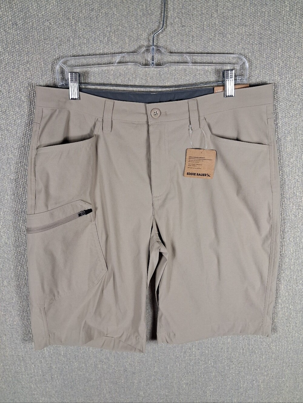 Eddie Bauer Rainer Shorts Mens 34 Tan Stretch UPF 50+ Sun Protection Active Fit